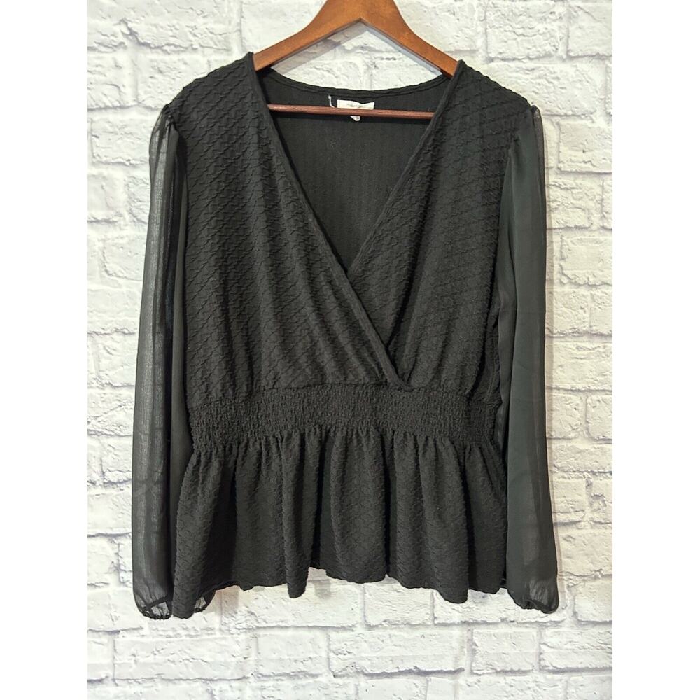 Maurices Witchy Whimsigoth Babydoll Top Size XL Black Sheer Sleeve Womens Grunge